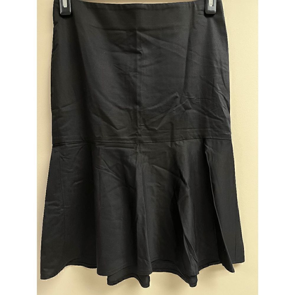 French Connection Womens Mid Rise Flare Hem Midi Skirt Black Sz 4